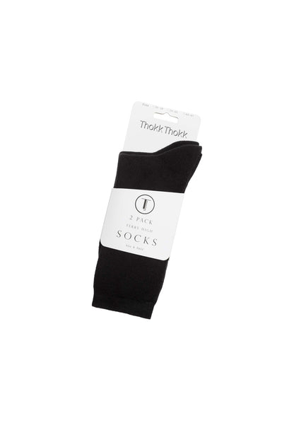 2er-Pack Warm High Socks Socken Schwarz (GOTS, Fairtrade, Vegan)