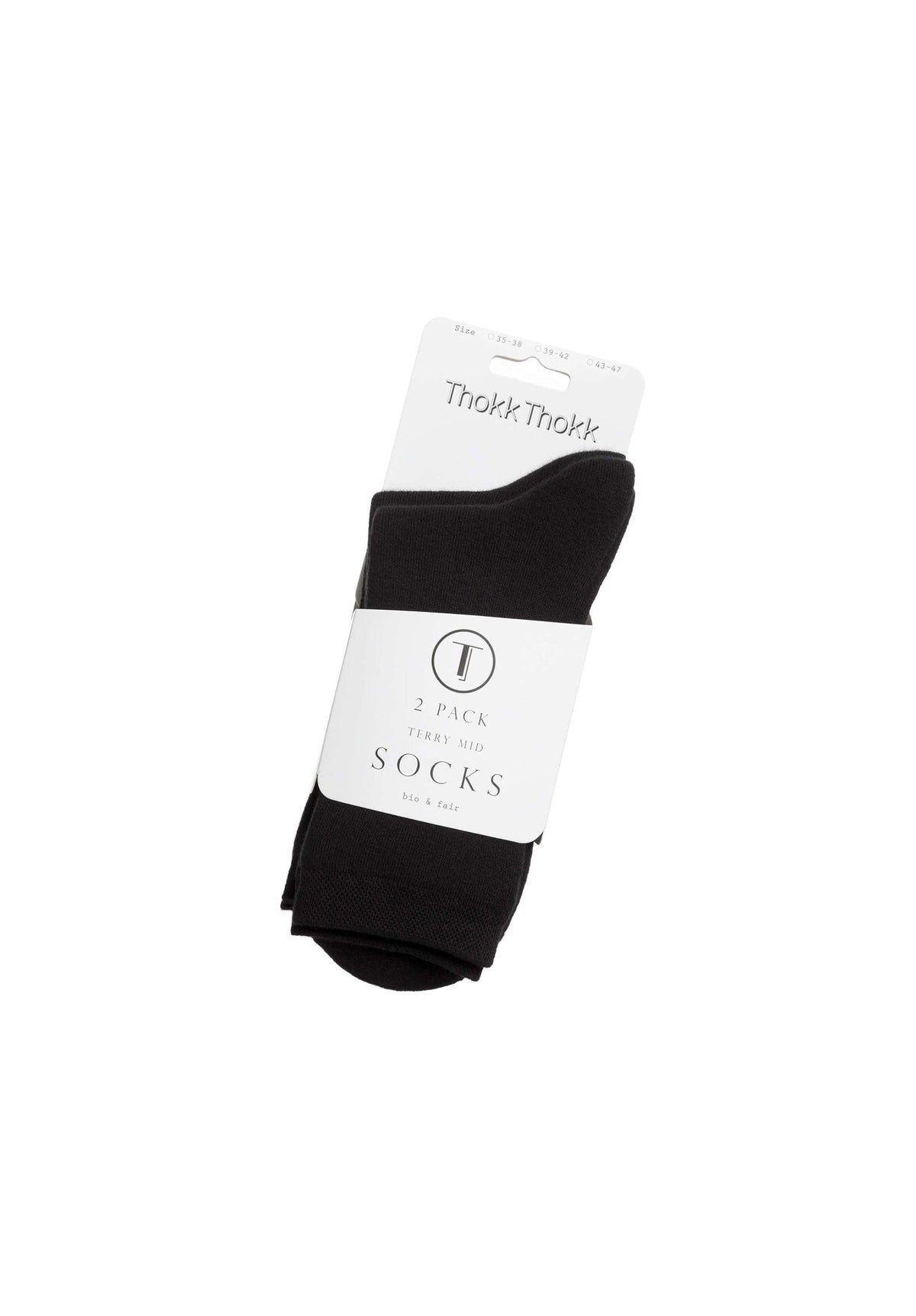 2er-Pack Warm Mid Socks Socken Schwarz (GOTS, Fairtrade, Vegan)