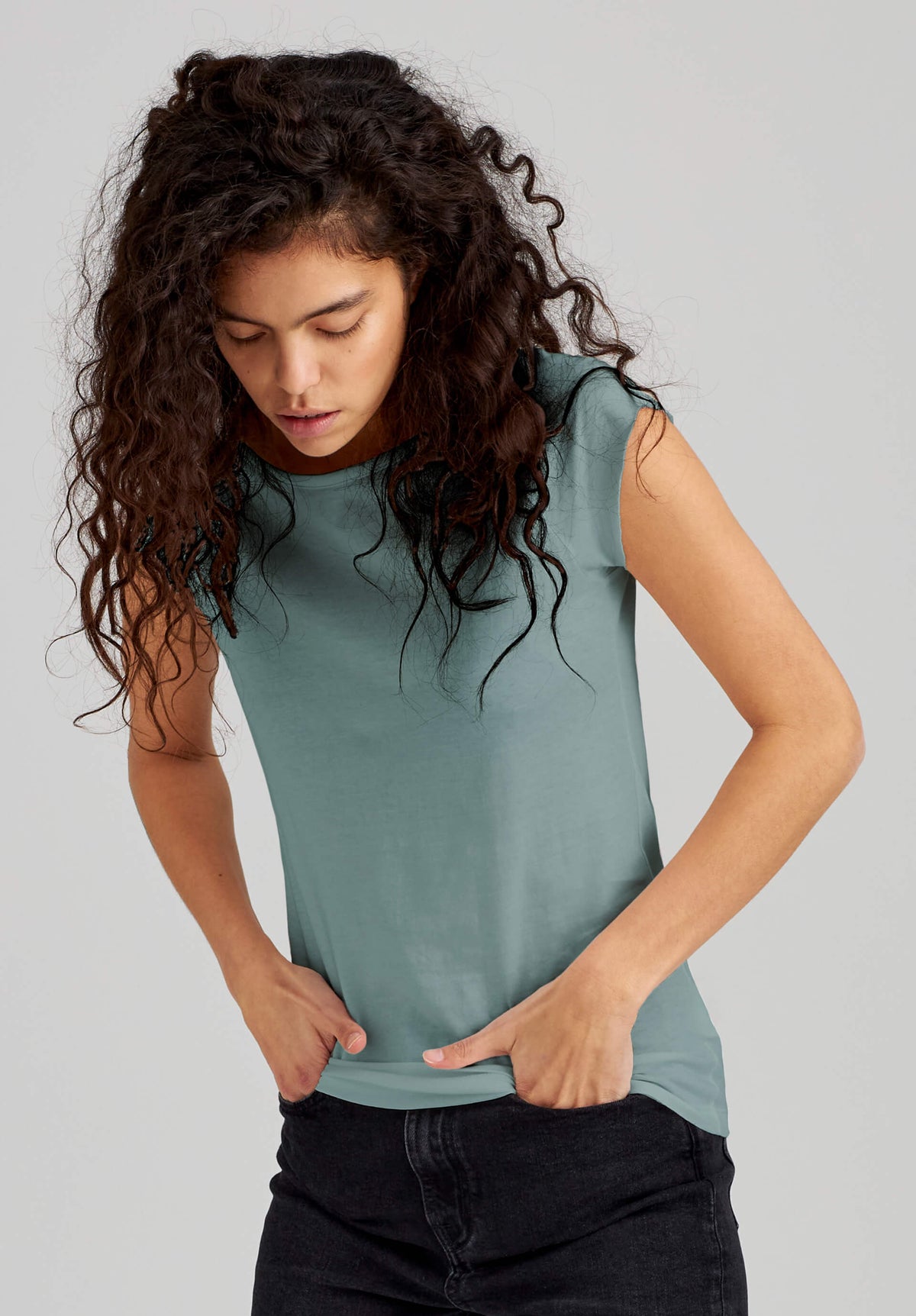 TT01 Cap Sleeve T-Shirt green blue 145 g/m² (GOTS, vegan)
