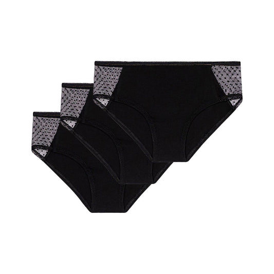 3 Pack TT21 Panty Side Netlace Black (GOTS)