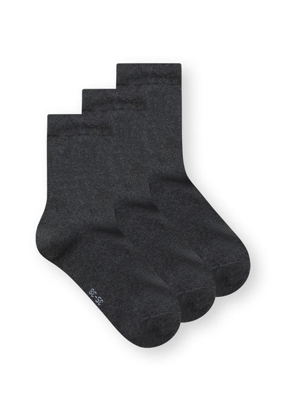 3er-Pack Mid Socks Socken Anthrazit Melange (GOTS, Fairtrade, Vegan)