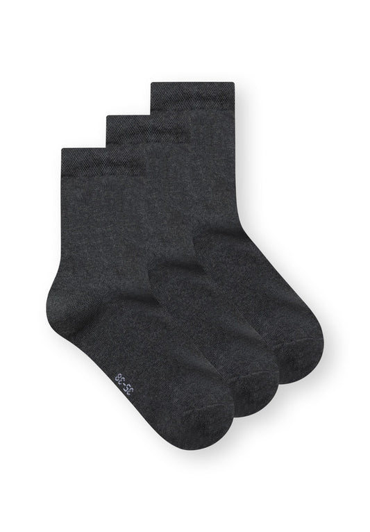 3er-Pack Mid Socks Socken Anthrazit Melange (GOTS, Fairtrade, Vegan)
