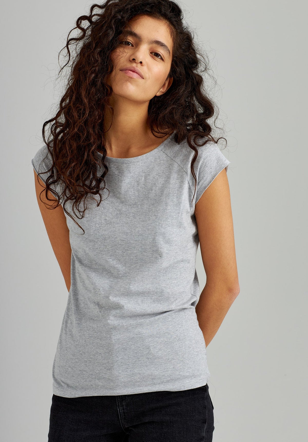 TT01 Cap Sleeve T-Shirt grey melange 145 g/m² (GOTS, vegan)