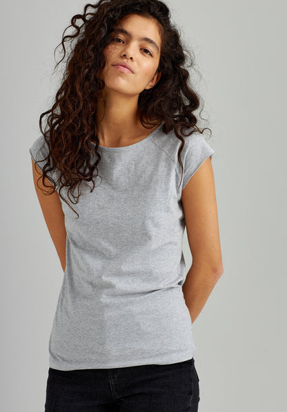 TT01 Cap Sleeve T-Shirt grey melange 145 g/m² (GOTS, vegan)