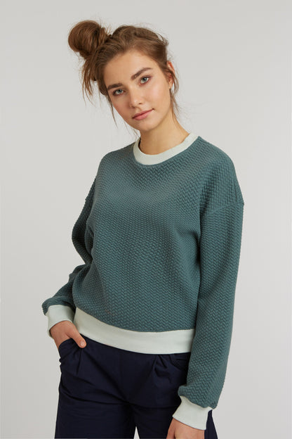 TT1022 Sweater Structured Oversized fir tree (GOTS, vegan)