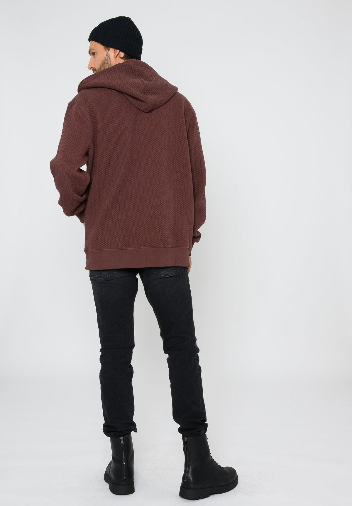 TT1040 Zip Hoodie Structured Oversized Deep Mahogany (GOTS, vegan)
