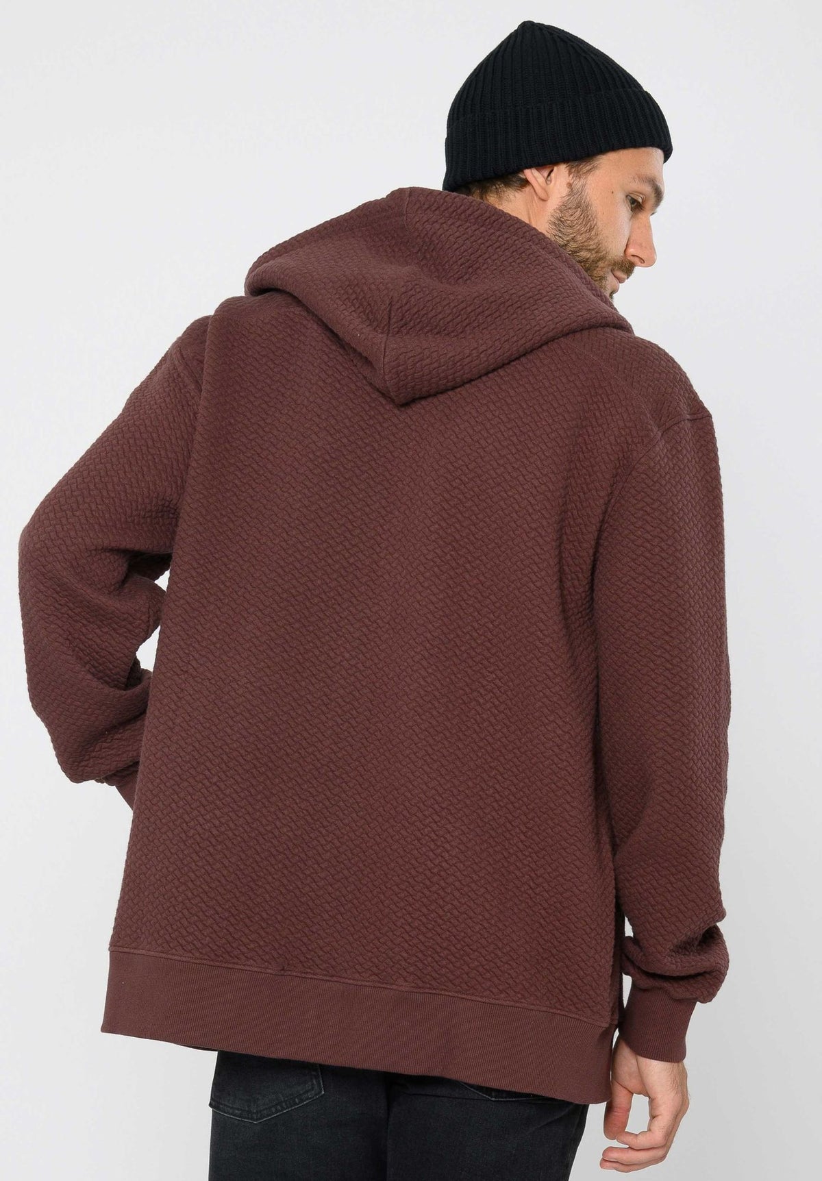 TT1040 Zip Hoodie Structured Oversized Deep Mahogany (GOTS, vegan)