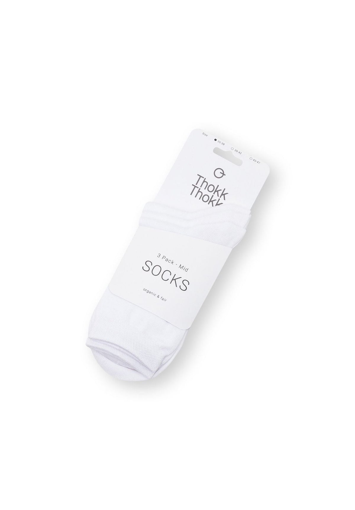 3 Pack Mid Socks White (GOTS)