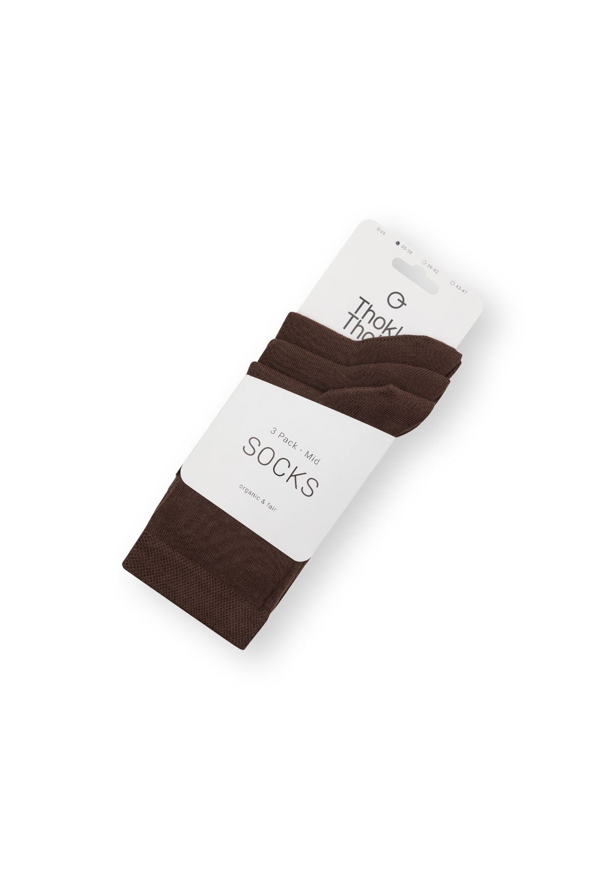 3 Pack Mid Socks Brown (GOTS)